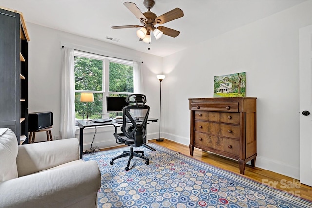 24 Browndale Rd, Asheville, NC 28805 - office with wood finished floors, baseboards, and ceiling fan