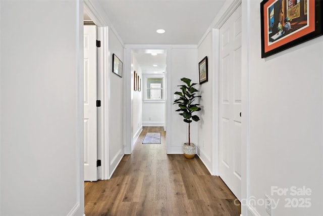 24 Browndale Rd, Asheville, NC 28805 - hall featuring wood finished floors, recessed lighting, and baseboards