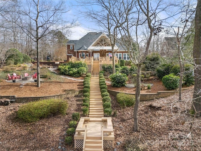 3115 Duck Point Dr, Monroe, NC 28110 - view of front of property with stairway and roof with shingles