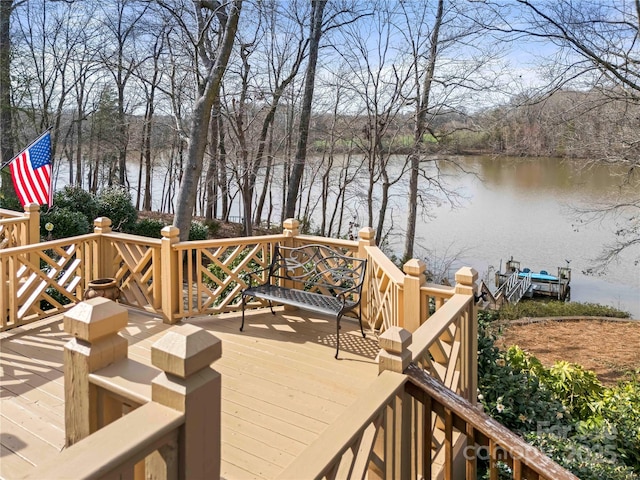 3115 Duck Point Dr, Monroe, NC 28110 - wooden terrace with a water view