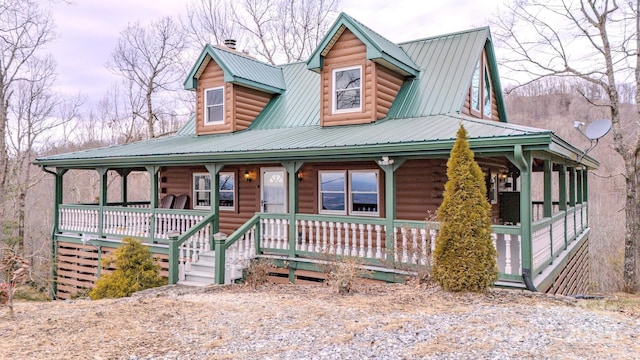 2097 Pinnacle Pkwy Unit 14, Union Mills, NC 28167 - cabin with covered porch, a chimney, and metal roof