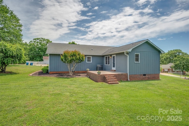 136 Coventry Ln, Forest City, NC 28043 - back of house featuring a lawn, crawl space, and cooling unit