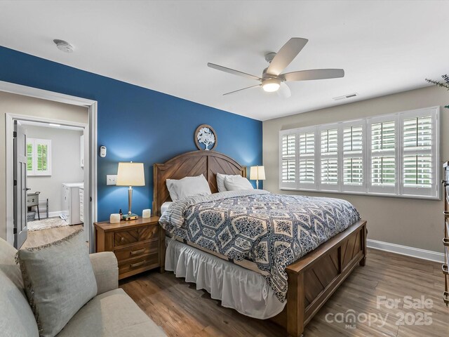 4290 Black Bear Trl, Morganton, NC 28655 - bedroom featuring wood finished floors, ceiling fan, and baseboards