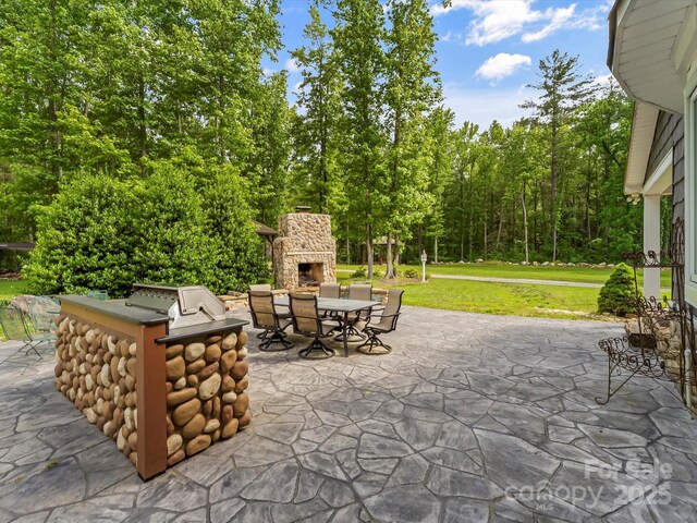 4290 Black Bear Trl, Morganton, NC 28655 - view of patio with an outdoor stone fireplace