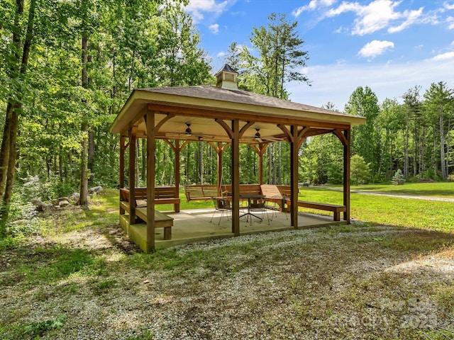 4290 Black Bear Trl, Morganton, NC 28655 - view of community with a gazebo, a yard, a patio, and a view of trees