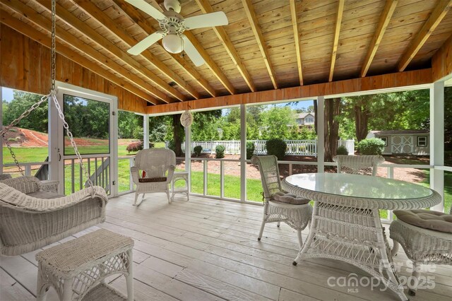 312 Briarwood Dr, Rutherfordton, NC 28139 - sunroom / solarium with ceiling fan, vaulted ceiling, and healthy amount of natural light