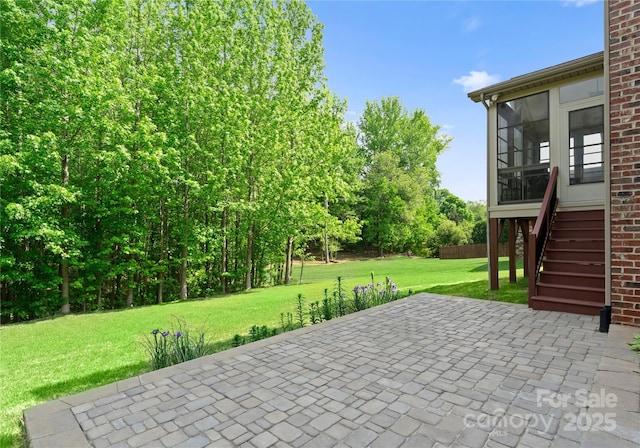 2606 Walker Rd, Matthews, NC 28105 - view of patio / terrace with a sunroom and stairs