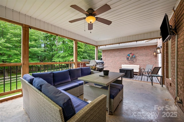 144 Chickasaw Dr, Shelby, NC 28152 - view of patio / terrace featuring outdoor lounge area and a ceiling fan