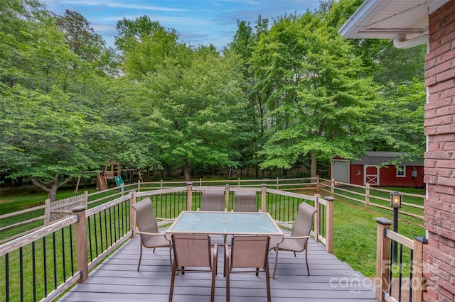 144 Chickasaw Dr, Shelby, NC 28152 - deck featuring outdoor dining area and a playground