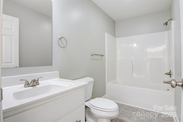154 Stable Brook Ln, Taylorsville, NC 28681 - bathroom featuring toilet, vanity, shower / washtub combination, and tile patterned flooring