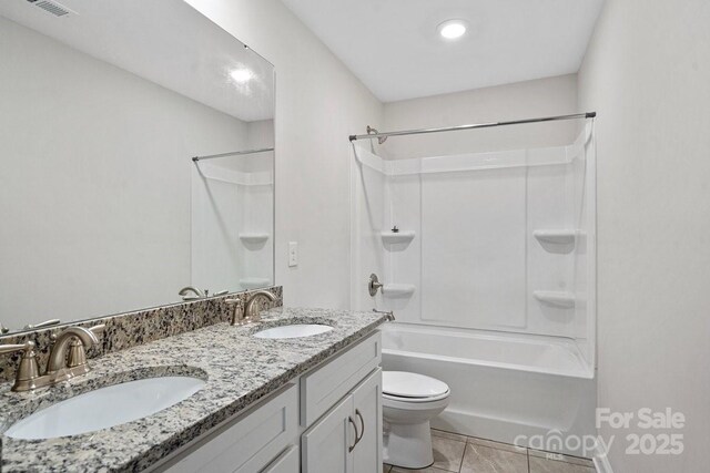 687 Cape Fear St, Fort Mill, SC 29715 - bathroom featuring toilet, bathing tub / shower combination, and double vanity
