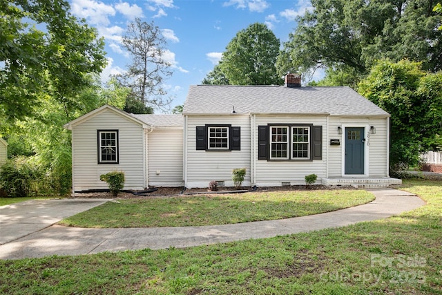 3920 Admiral Ave, Charlotte, NC 28205 - view of front facade featuring a chimney, a front lawn, crawl space, and roof with shingles