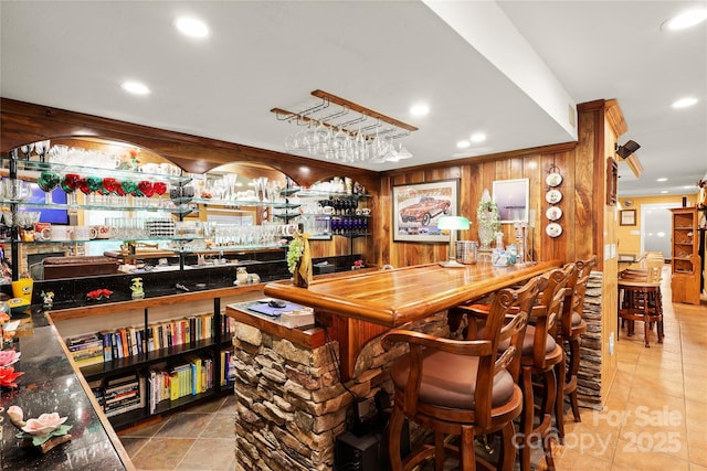 751 Millers Pond Ln, Boone, NC 28607 - indoor wet bar featuring recessed lighting and wood walls