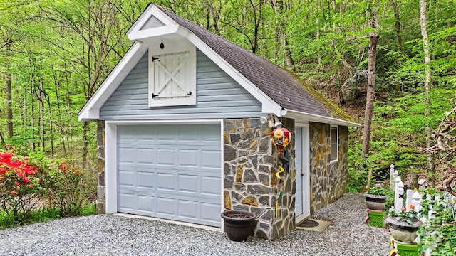 751 Millers Pond Ln, Boone, NC 28607 - detached garage featuring a view of trees