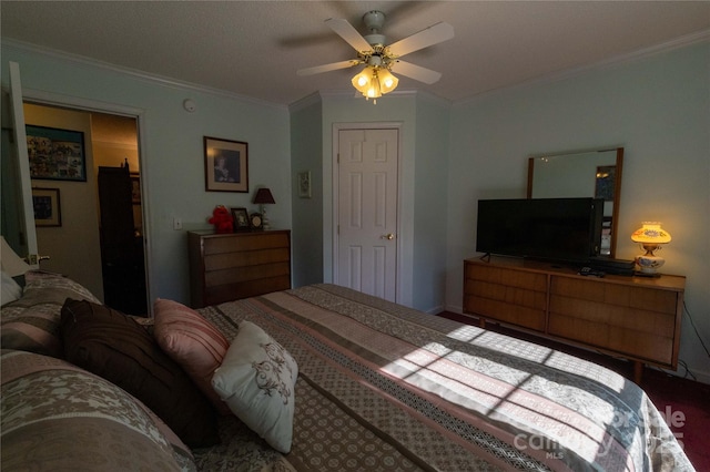 120 Powderhorn Dr, Burnsville, NC 28714 - bedroom featuring crown molding and ceiling fan