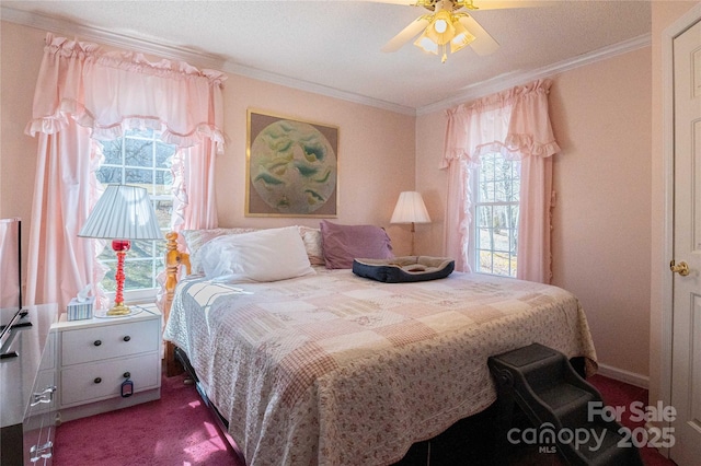 120 Powderhorn Dr, Burnsville, NC 28714 - carpeted bedroom featuring crown molding and ceiling fan