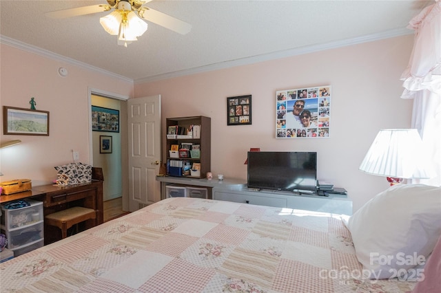120 Powderhorn Dr, Burnsville, NC 28714 - bedroom featuring crown molding and a ceiling fan