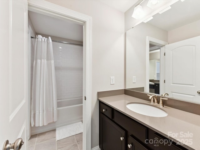129 Overlook Ridge Ln, Davidson, NC 28036 - bathroom with tile patterned flooring, vanity, and shower / bath combo