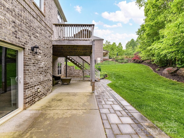 129 Overlook Ridge Ln, Davidson, NC 28036 - view of patio featuring stairs and a deck
