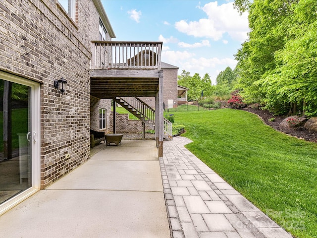 129 Overlook Ridge Ln, Davidson, NC 28036 - view of patio featuring stairs and a wooden deck