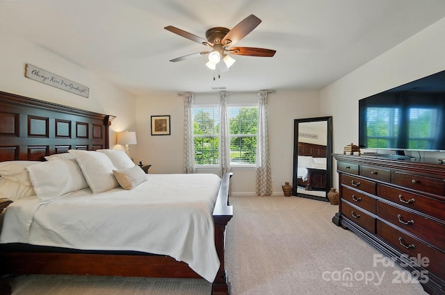 14316 Baytown Ct, Huntersville, NC 28078 - bedroom with light colored carpet, ceiling fan, and baseboards