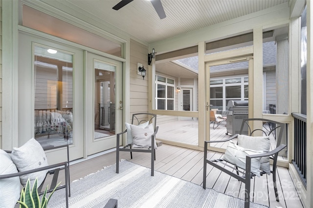 5214 Polo Gate Blvd, Charlotte, NC 28216 - sunroom / solarium with french doors and ceiling fan