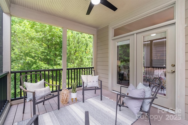 5214 Polo Gate Blvd, Charlotte, NC 28216 - wooden terrace with a ceiling fan