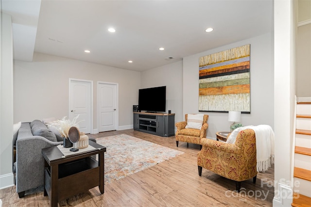5214 Polo Gate Blvd, Charlotte, NC 28216 - living room featuring wood finished floors, recessed lighting, and baseboards