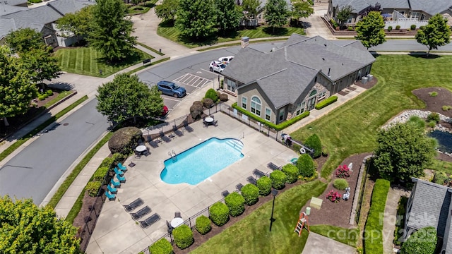 5214 Polo Gate Blvd, Charlotte, NC 28216 - drone / aerial view of a pool area