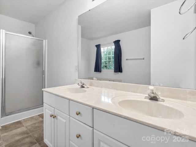1028 Swaying Oats Dr, York, SC 29745 - full bath with a stall shower, double vanity, and a textured ceiling