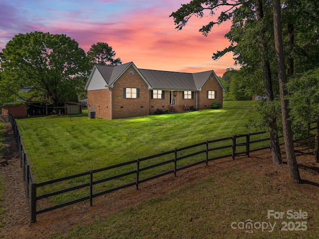 425 Troutman Rd, Rockwell, NC 28138 - ranch-style home with metal roof, brick siding, and crawl space