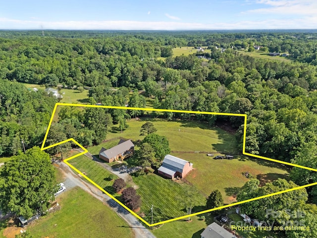 425 Troutman Rd, Rockwell, NC 28138 - aerial overview of property's location with property parcel outlined and a forest