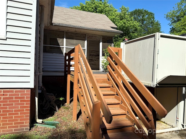 deck featuring stairs