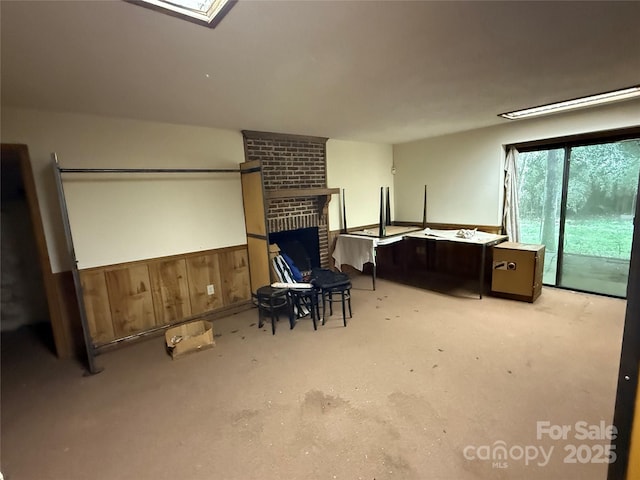 living area with a fireplace