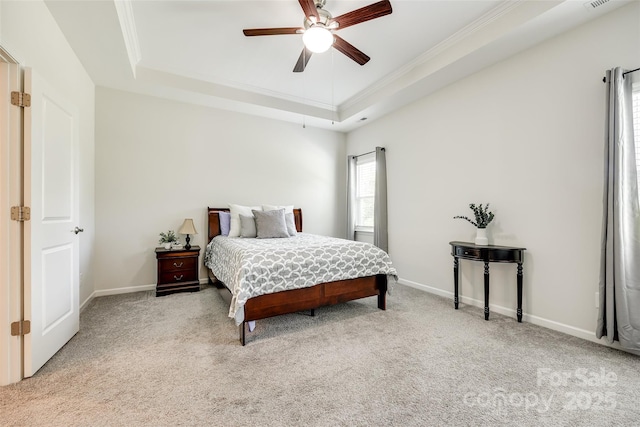 809 River Park Rd, Belmont, NC 28012 - bedroom featuring a raised ceiling, carpet flooring, crown molding, and baseboards