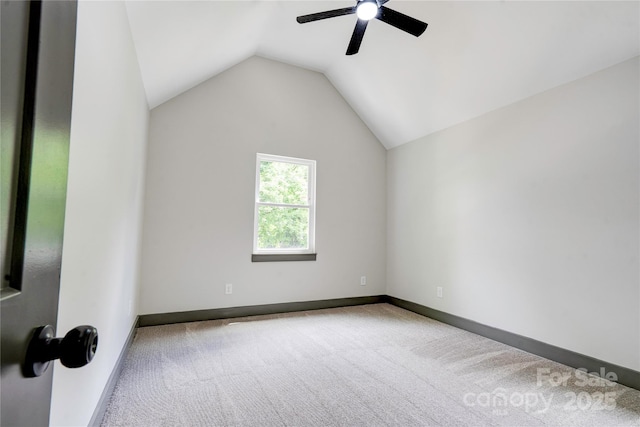 600 S Cline Ave, Newton, NC 28658 - spare room featuring carpet floors, ceiling fan, lofted ceiling, and baseboards