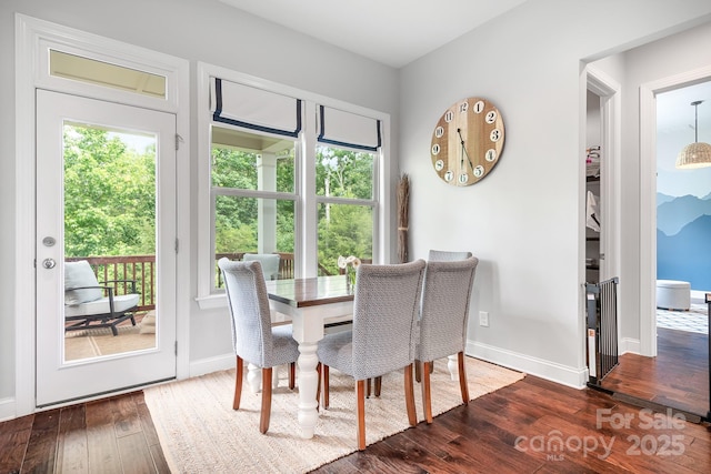 10911 Skymont Dr, Huntersville, NC 28078 - dining room with wood-type flooring, plenty of natural light, and baseboards