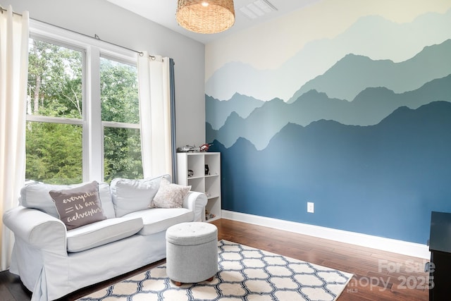 10911 Skymont Dr, Huntersville, NC 28078 - living area featuring hardwood / wood-style floors and baseboards