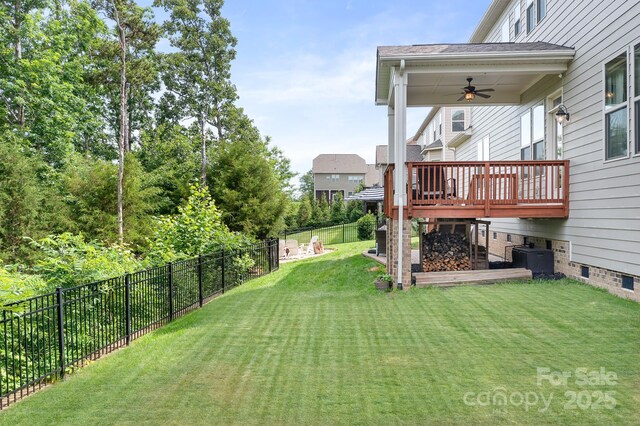 10911 Skymont Dr, Huntersville, NC 28078 - view of yard with ceiling fan and a deck