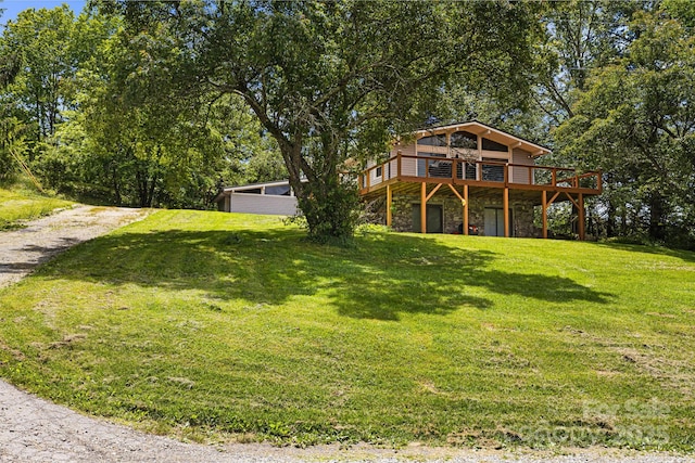 61 Magnolia Dr, Canton, NC 28716 - view of grassy yard featuring a deck
