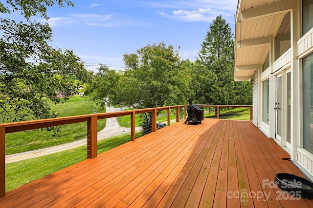 61 Magnolia Dr, Canton, NC 28716 - wooden terrace with a lawn and grilling area