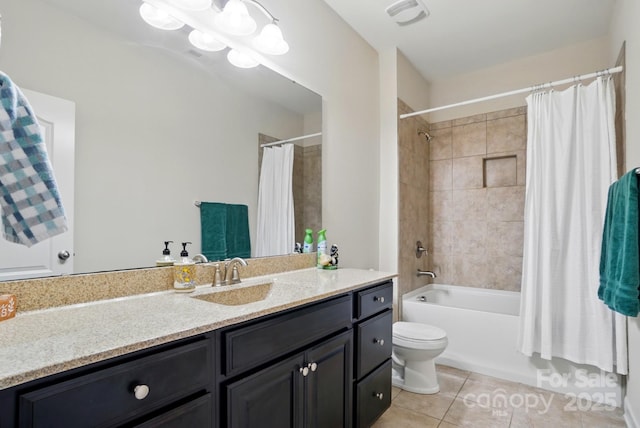 161 Leaning Tower Dr, Mooresville, NC 28117 - full bathroom with vanity, tile patterned flooring, toilet, and shower / bathtub combination with curtain
