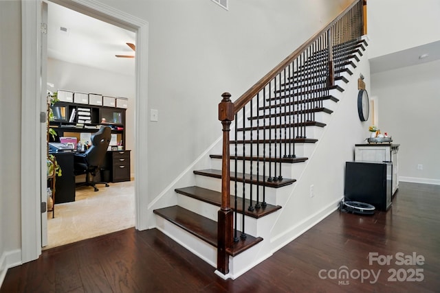 161 Leaning Tower Dr, Mooresville, NC 28117 - staircase with wood finished floors and baseboards