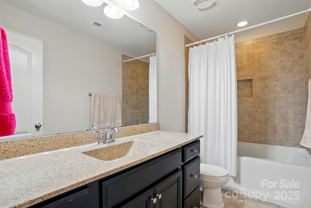 161 Leaning Tower Dr, Mooresville, NC 28117 - full bathroom with vanity, toilet, shower / bath combo with shower curtain, and recessed lighting