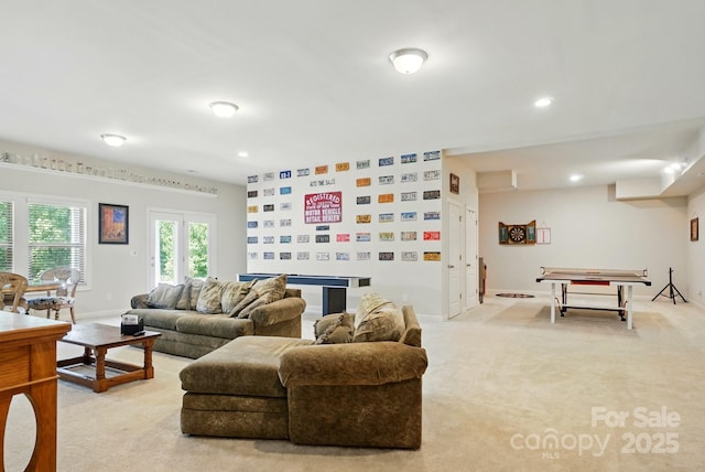 161 Leaning Tower Dr, Mooresville, NC 28117 - living area with light carpet, recessed lighting, and baseboards
