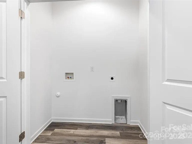 1604 N Main St, Mount Holly, NC 28120 - laundry area with hookup for a gas dryer, washer hookup, dark wood finished floors, hookup for an electric dryer, and baseboards
