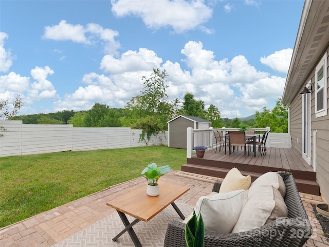 128 Lewis Ln, Candler, NC 28715 - view of patio / terrace with outdoor dining area, a deck, and an outdoor living space