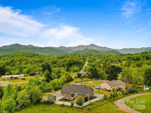 128 Lewis Ln, Candler, NC 28715 - view from above of property featuring a heavily wooded area and mountains