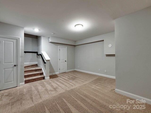 2001 Laurel Village Cir, Belmont, NC 28012 - finished basement with carpet floors, baseboards, and stairs