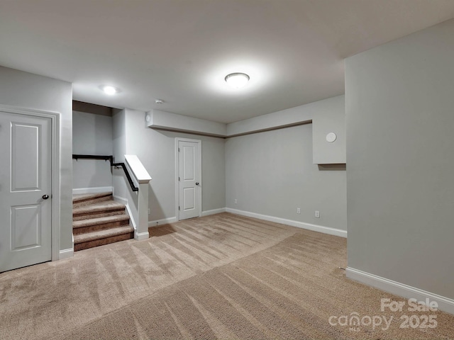 2001 Laurel Village Cir, Belmont, NC 28012 - finished basement with carpet floors, baseboards, and stairs
